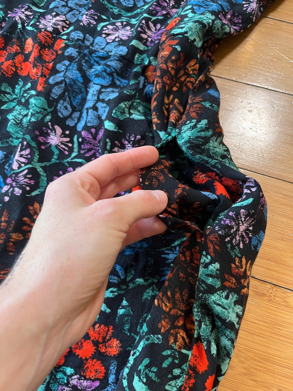 Knox Rose Black Botanical Print Boho 100% Rayon Wide-Leg Jumpsuit - Picture 10 of 15